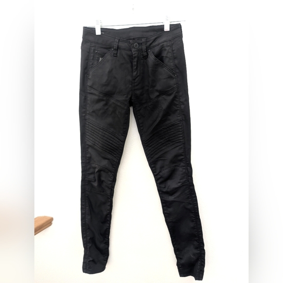 G Star Raw Women's Black Moto Jeans S620 Mid Skinny 24x32 - Picture 1 of 6